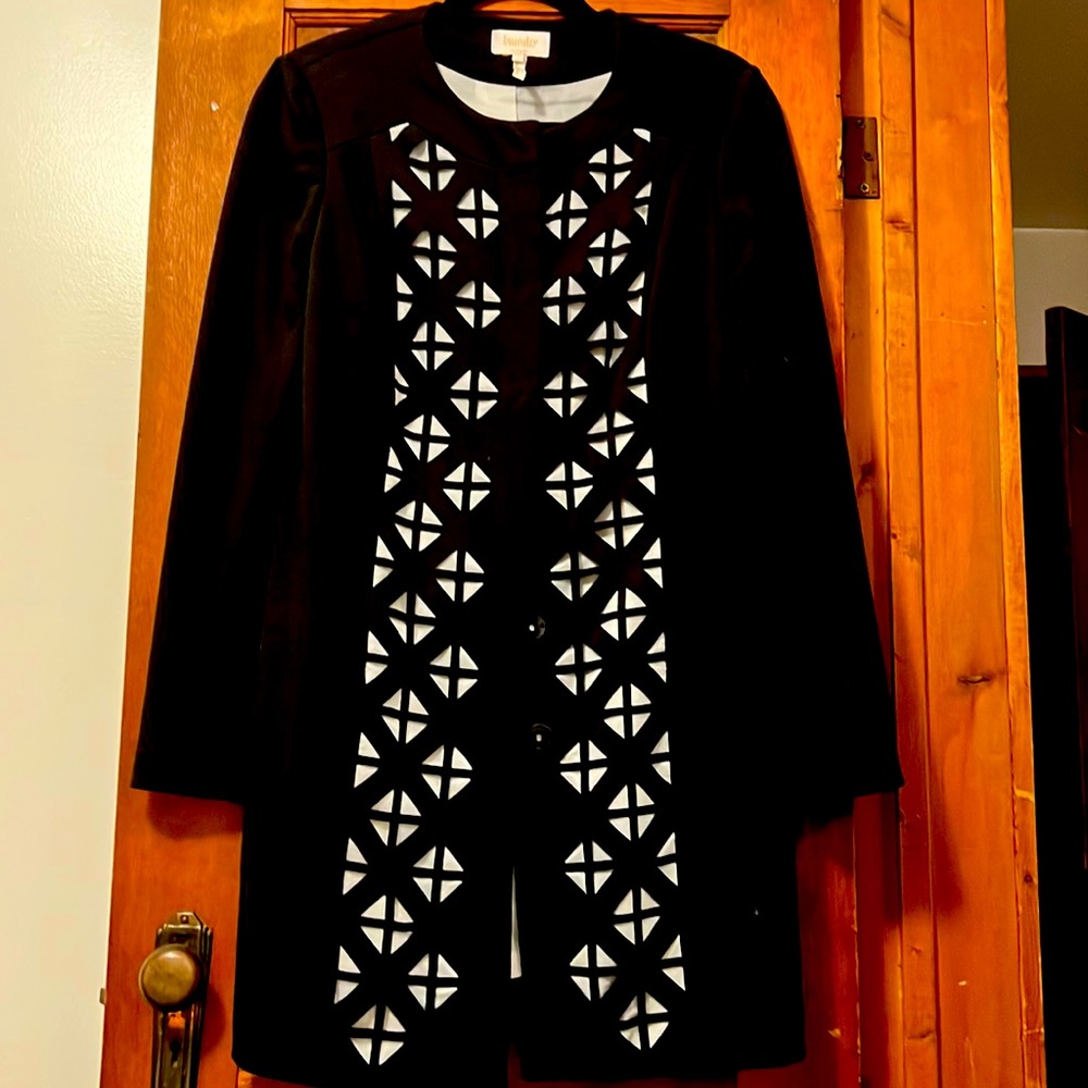 Laundry long blazer w/ laser cut detail